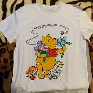 Women's White Graphic Tee with Winnie the Pooh Design